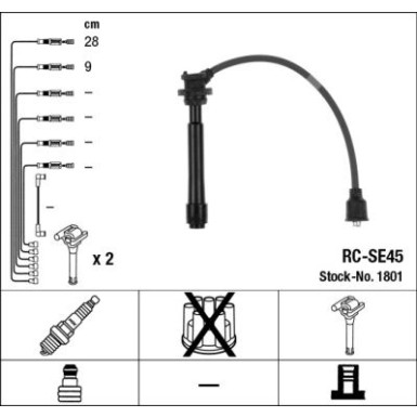 RC-SE45 NGK - Zündkabelsatz Subaru Justy II, III, 1.3,1.5 01 1801