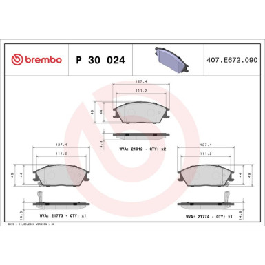 BREMBO Bremsklötze VA P 30 024 BREMBO Bremsklötze VA P 30 024