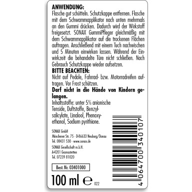Sonax GummiPfleger 100ml SB Pack 03400000 Sonax GummiPfleger 100ml SB Pack 03400000