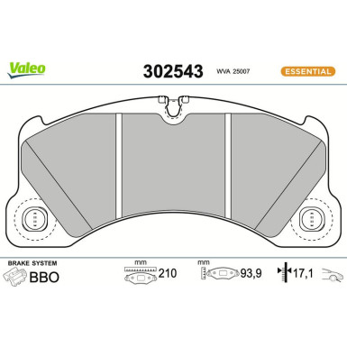 VALEO Bremsbeläge 302543 VALEO Bremsbeläge 302543