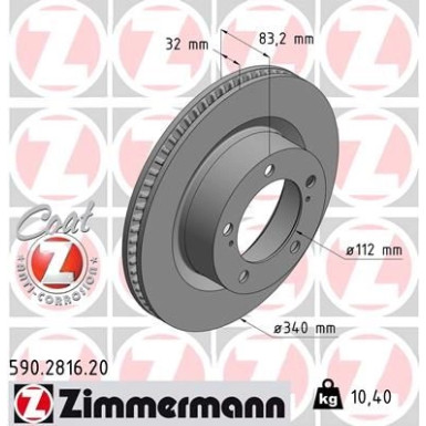 82 481 182 Bremsscheibe VA 590.2816.20 82 481 182 Bremsscheibe VA 590.2816.20