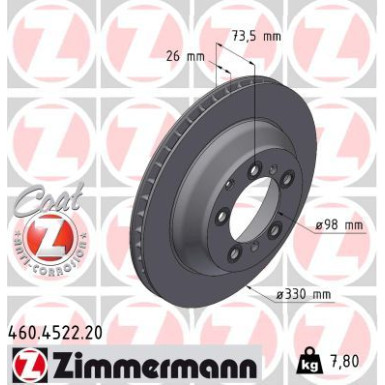 ZIMMERMANN Bremsscheibe 460.4522.20 ZIMMERMANN Bremsscheibe 460.4522.20