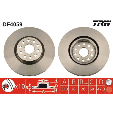Bremsscheibe Alfa S. 166 2.0-3 DF4059 Bremsscheibe Alfa S. 166 2.0-3 DF4059