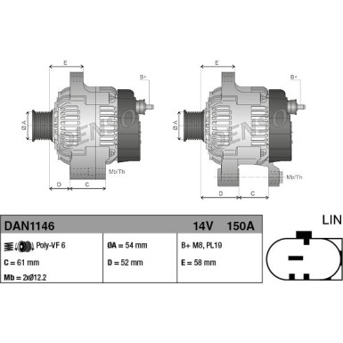 DENSO Generator DAN1146 DENSO Generator DAN1146