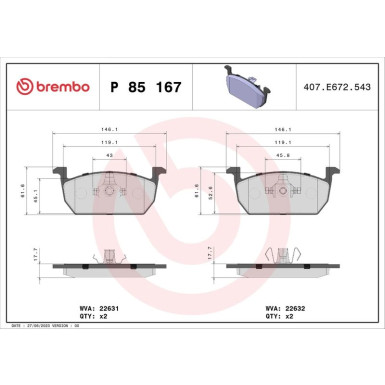 BREMBO Bremsklötze VA P 85 167