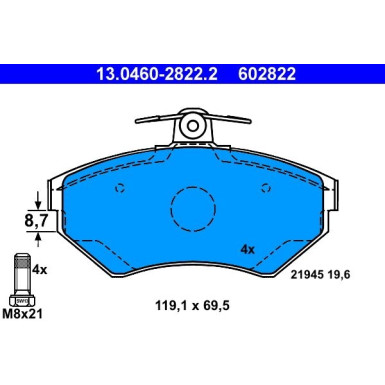 Bremsbelagsatz Vw S. A4/Passat 96- Ohne Sensor 13.0460-2822.2