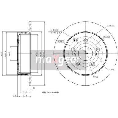 Maxgear Bremsscheibe Toyota T. Avensis 2,2D 19-2353
