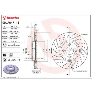 22 481 002 Bremsscheibe VA 09.A047.11 22 481 002 Bremsscheibe VA 09.A047.11