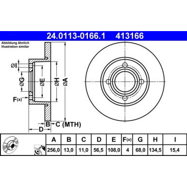 Bremsscheibe Audi S. 80 1.6-2.0 91-96 24.0113-0166.1