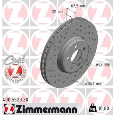 ZIMMERMANN Bremsscheibe 400.5520.30 ZIMMERMANN Bremsscheibe 400.5520.30