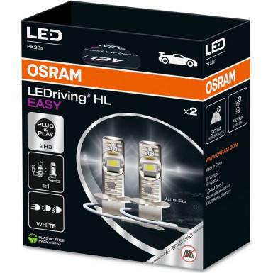 Osram | LEDriving® HL EASY H3 12V 8W PK22s 6500K White 2St | 64151DWESY-2HB