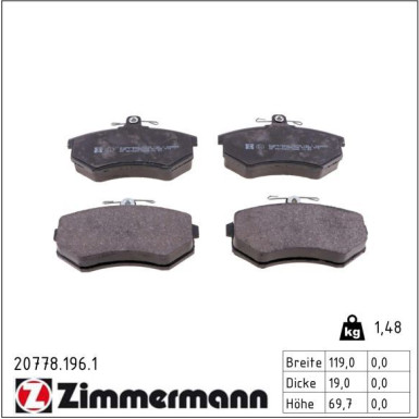 ZIMMERMANN Bremsbeläge 20778.196.1 ZIMMERMANN Bremsbeläge 20778.196.1