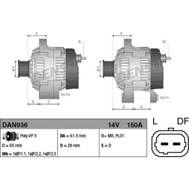 DENSO Generator DAN936 DENSO Generator DAN936