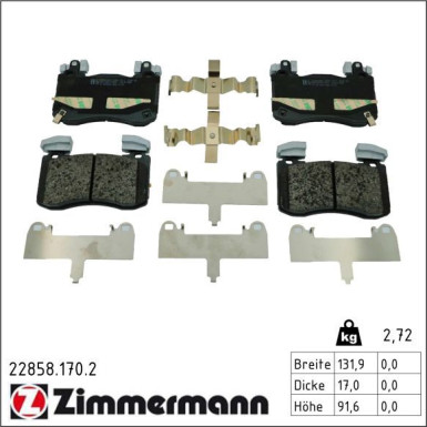 ZIMMERMANN Bremsbelagsatz, Scheibenbremse 22858.170.2 ZIMMERMANN Bremsbelagsatz, Scheibenbremse 22858.170.2