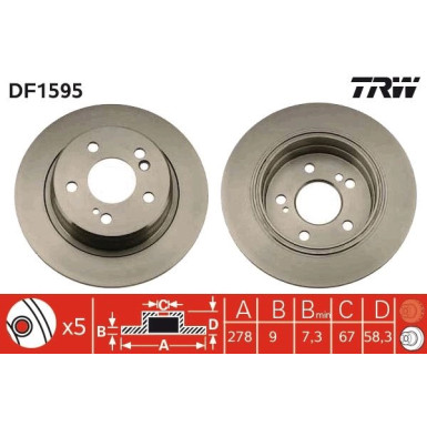 TRW Bremsscheibe DF1595 TRW Bremsscheibe DF1595