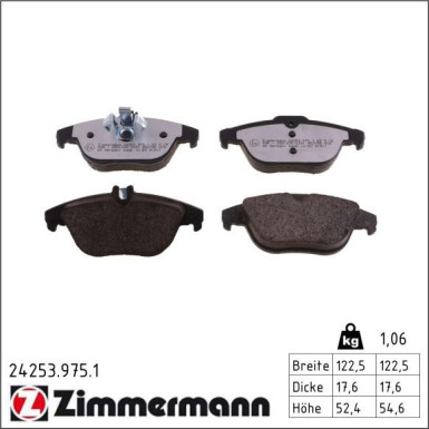 ZIMMERMANN Bremsbeläge 24253.975.1 rd:z