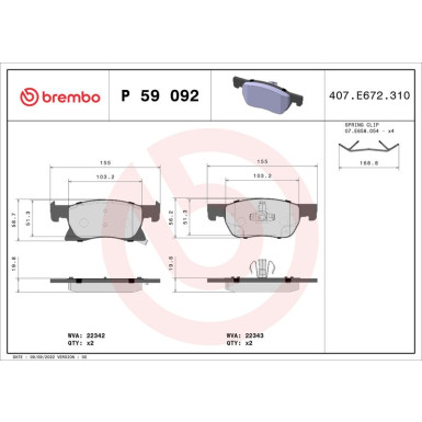 BREMBO Bremsklötze VA OPEL Astra K 15 PRIME LINE P 59 092 BREMBO Bremsklötze VA OPEL Astra K 15 PRIME LINE P 59 092