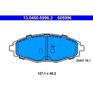 Bremsbelagsatz Daewoo P.Lanos 1,3-1,5/Matiz 0,8-1,0 97-05 13.0460-5996.2 Bremsbelagsatz Daewoo P.Lanos 1,3-1,5/Matiz 0,8-1,0 97-05 13.0460-5996.2