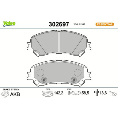 VALEO Bremsbeläge 302697 ESSENTIAL VALEO Bremsbeläge 302697 ESSENTIAL
