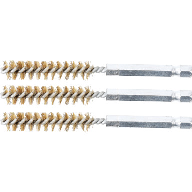 BGS Messingbürste 10 mm Antrieb Außensechskant 6,3 mm (1/4 ) 3-tlg 3078-10-M