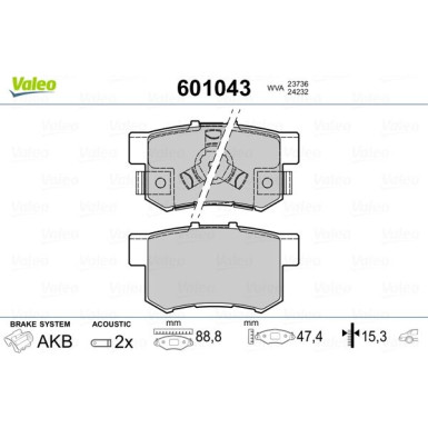 VALEO Bremsbeläge 601043 VALEO Bremsbeläge 601043