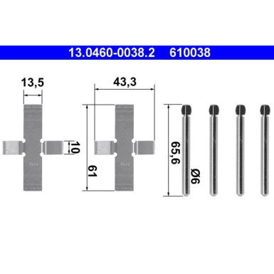 ATE Zubehör, Bremsbeläge 13.0460-0038.2 ATE Zubehör, Bremsbeläge 13.0460-0038.2