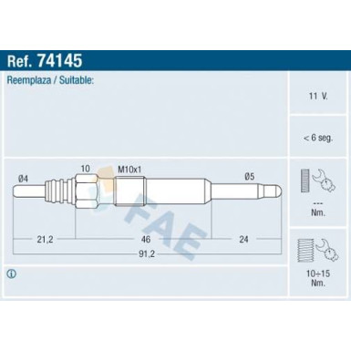 FAE Glühkerze 74145 FAE Glühkerze 74145