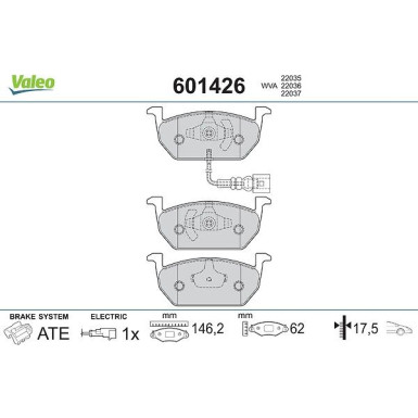 VALEO Bremsbeläge 601426 VALEO Bremsbeläge 601426