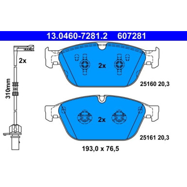 Bremsbelagsatz Audi S. A8 09-/Q5 12 13.0460-7281.2 Bremsbelagsatz Audi S. A8 09-/Q5 12 13.0460-7281.2