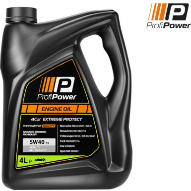 PROFIPOWER Motoröl 5W-40 C3 FIAT 9.55535-S2 Ford WSS-M2C917-A GM Dexos 2 MB 229.31 MB 229.51 Renault RN 0700 VW 502 00 / 505 00 4 Liter 5W40 PP C3 4