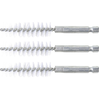BGS Nylonbürste 15 mm Antrieb Außensechskant 6,3 mm (1/4 ) 3-tlg 3078-15-N