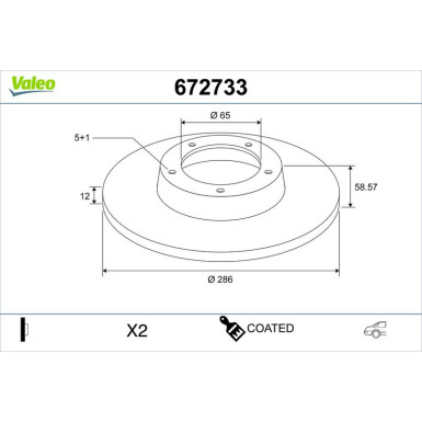 VALEO Bremsscheibe 672733 VALEO Bremsscheibe 672733