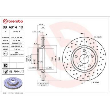 Bremsscheibe VA Xtra 09.A914.1X Bremsscheibe VA Xtra 09.A914.1X