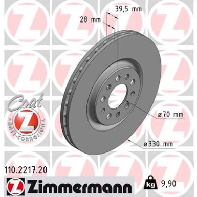 ZIMMERMANN Bremsscheibe 110.2217.20 ZIMMERMANN Bremsscheibe 110.2217.20