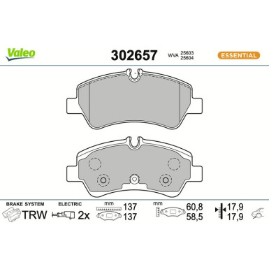 VALEO Bremsbeläge 302657 VALEO Bremsbeläge 302657