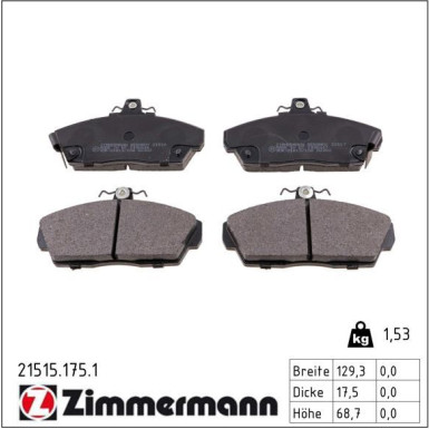ZIMMERMANN Bremsbeläge 21515.175.1 ZIMMERMANN Bremsbeläge 21515.175.1