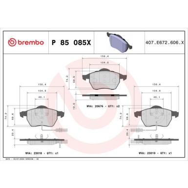 BREMBO Bremsklötze Xtra VA P 85 085X BREMBO Bremsklötze Xtra VA P 85 085X