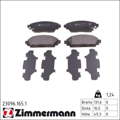 ZIMMERMANN Bremsbeläge 23096.165.1 ZIMMERMANN Bremsbeläge 23096.165.1