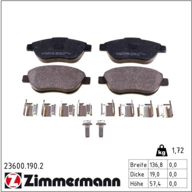 ZIMMERMANN Bremsbeläge 23600.190.2 ZIMMERMANN Bremsbeläge 23600.190.2