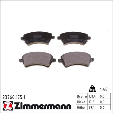 ZIMMERMANN Bremsbeläge 23766.175.1 ZIMMERMANN Bremsbeläge 23766.175.1