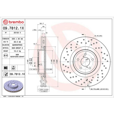Bremsscheibe VA Xtra SUBARU Impreza 99-09 XTRA LINE - Xtra 09.7812.1X Bremsscheibe VA Xtra SUBARU Impreza 99-09 XTRA LINE - Xtra 09.7812.1X