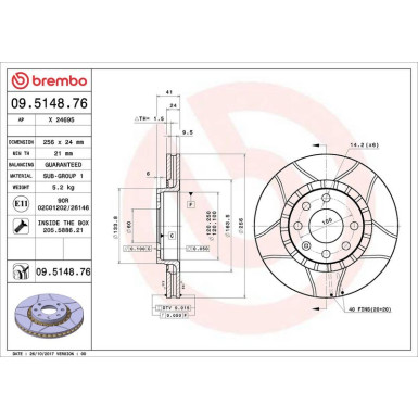 10 481 011M Bremsscheibe VA Brembo Max 09.5148.76 10 481 011M Bremsscheibe VA Brembo Max 09.5148.76