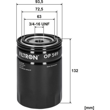 FILTRON Ölfilter OP 549 FILTRON Ölfilter OP 549