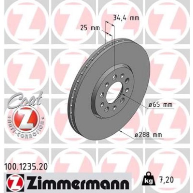 ZIMMERMANN Bremsscheibe 100.1235.20 ZIMMERMANN Bremsscheibe 100.1235.20