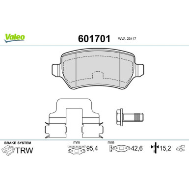 VALEO Bremsbeläge 601701