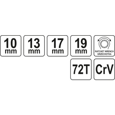 Doppelring-Ratschenschlüssel 13.10.17.19 YT-4945 Doppelring-Ratschenschlüssel 13.10.17.19 YT-4945