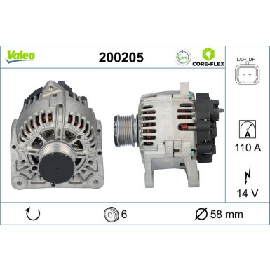 VALEO Generator 200205 VALEO CORE-FLEX VALEO Generator 200205 VALEO CORE-FLEX
