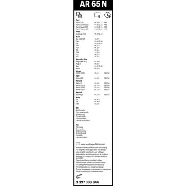 Bosch Scheibenwischer Aerotwin AR65N BOSCH AeroTwin 3397008844 Bosch Scheibenwischer Aerotwin AR65N BOSCH AeroTwin 3397008844