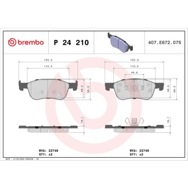 BREMBO Bremsklötze VA FORD Fiesta 17 PRIME LINE P 24 210 BREMBO Bremsklötze VA FORD Fiesta 17 PRIME LINE P 24 210