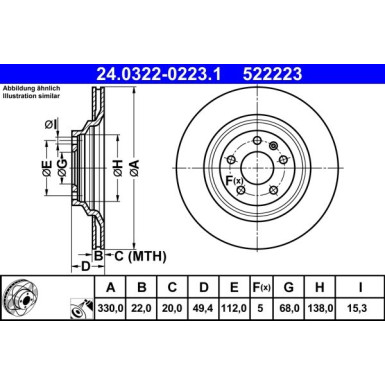 Bremsscheibe Audi T. A6 2.0-4.2 04-11 Power Disc 24.0322-0223.1 Bremsscheibe Audi T. A6 2.0-4.2 04-11 Power Disc 24.0322-0223.1